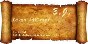 Boksa József névjegykártya